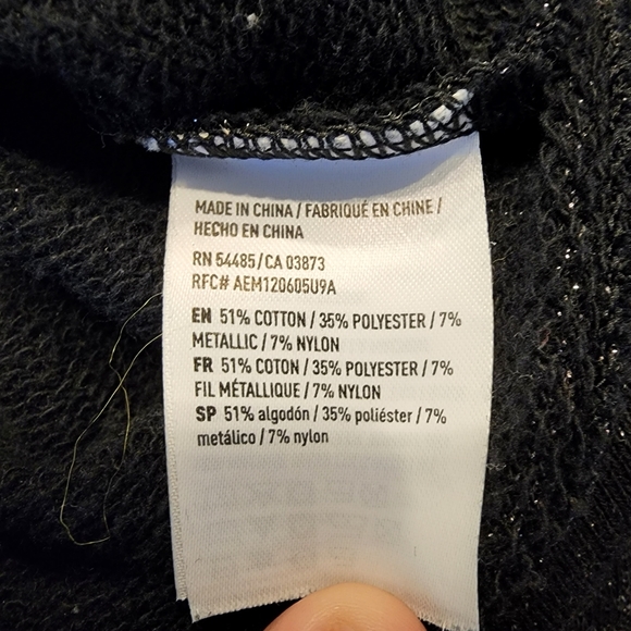 AMERICAN EAGLE | Black Metallic Sparkle Crew Neck Sweatshirt - Picture 9 of 9